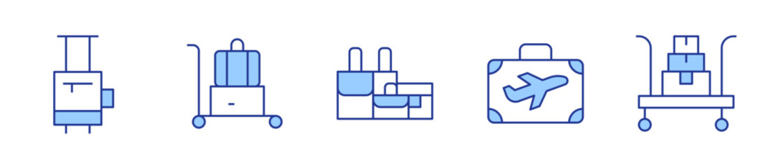 luggage, suitcase, luggage cart. Luggage Icon vector illustration. Line Duotone style. Editable stroke