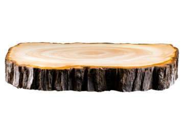Wood slice with visible tree rings, product display stand, cut out transparent