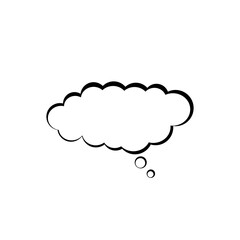 Think flat icon. Thought cloud icon isolated on white background