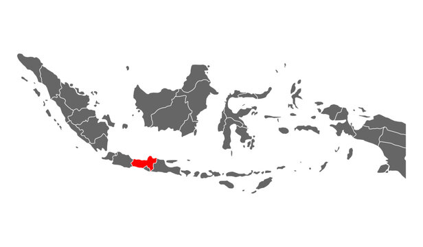 Indonesia detailed Central Java map shape, Flat web graphic concept icon symbol vector illustration .