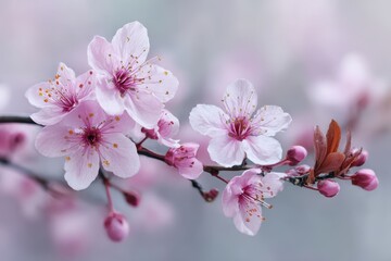 Delicate Pink Cherry Blossoms in Full Bloom