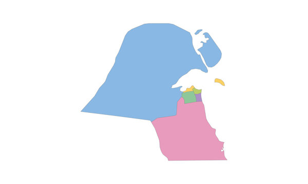Multicolor Map of Kuwait with Governorates