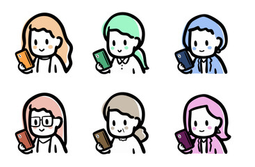 スマホを持つ、女性のバリエーション