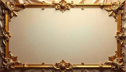 Gilded scrollwork, painted silk background, muted tones, refined, antique