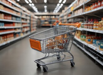 Small house model inside a supermarket shopping trolley , miniature house,  miniature house,  homeownership