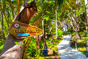 Viewpoint sign information board on Koh Phi Phi Don Thailand.