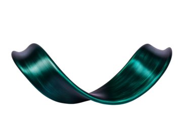 Swirling fluid shape, emerald, teal effect, isolated, cut out transparent