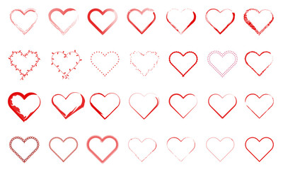Hearts vector icons set, Romantic hearts vector icons set, Love, Romance and Valentine symbols.