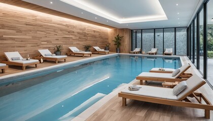 Fototapeta premium Luxury Indoor Pool and Relaxation Area