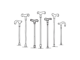 Walking Cane line art vector illustration