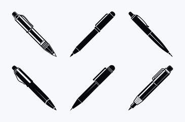 Pen vector icon, Writing pen silhouette, Black ink pen
