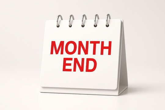 White desk calendar showing month end reminder