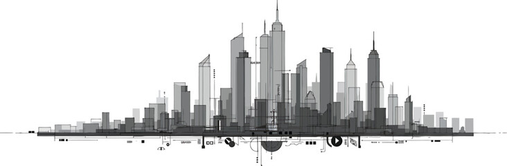 Minimalist City Skyline Schematic