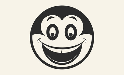 Smiley face icon, Happy emoji silhouette, Round smile vector
