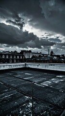 Obraz premium Dark Rooftop Scene Depicting Oppressive Nightmare Atmosphere