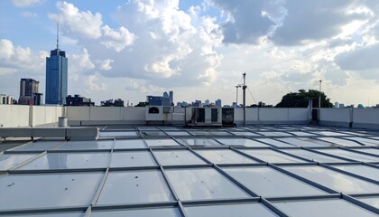 Serene Rooftop Scene Capturing Peaceful Contemplation in Cityscape