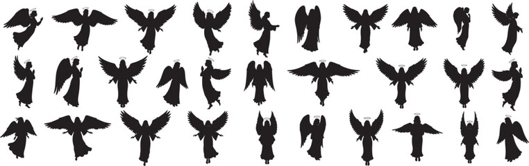 Angel silhouette vector collection: christmas angels, flying angels, guardian angels, and more cliparts