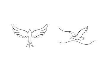 Simple black line art bird illustrations depicting freedom and movement in minimalist style