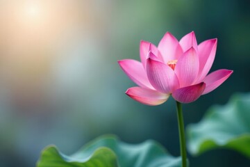 Obraz premium Delicate pink lotus flowers, minimalist horizontal banner, element, simple, header