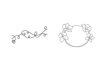 Elegant black and white floral vector elements for wedding invitations and decorations