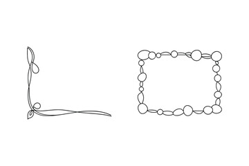 Elegant decorative vector elements featuring a corner swirl and a unique pebble frame