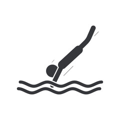 Isolated pictogram sign man jump from edge, danger high platform, fall risk, jumping is prohibited