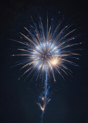 Fototapeta premium Isolated vibrant blue firework bursts against a starlit night sky , nocturnal, pyrotechnics, blue light