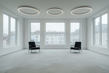 Fototapeta premium Modern, Empty Office Space with City Views