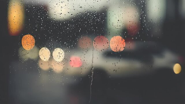 Rainy Night Abstract With Blurred Lights On A Window Dark Backdrop And Bokeh Effects For Adobe Stock Photo Editing And Creative Projects