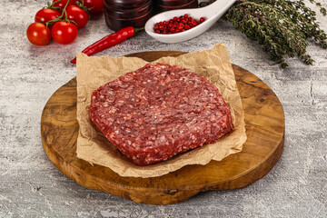 Raw beef burger cutlet for grill