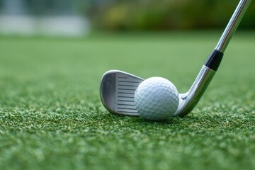 Golf Club and Ball on Green Putting Green