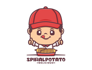 cute cartoon mascot design with spiral potato