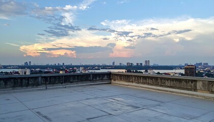 Obraz premium Atmospheric Perspective from Rooftop with Scenic City View