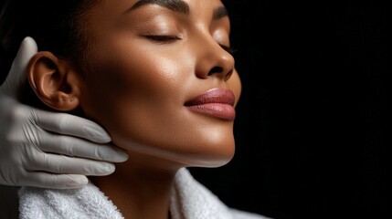 Skincare therapist performing facial treatment on client in spa setting
