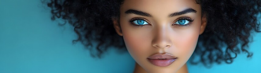 Obraz premium Woman with curly hair and blue eyes