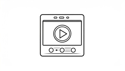 Simple outline illustration of a digital media player.