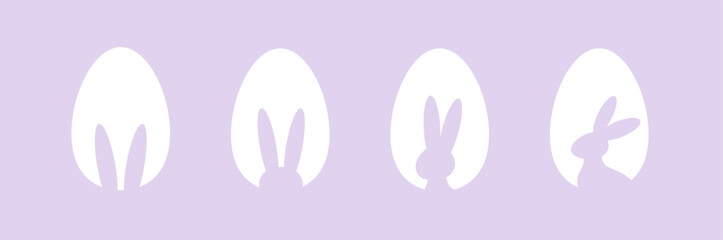 Easter egg background, Easter egg hunting. Bunny silhouette on Easter egg,Easter Silhouette, paper cut,Cute rabbit probing