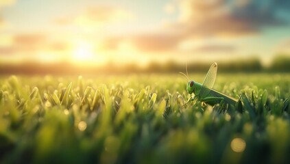 Grasshopper at Sunset: A Serene Moment in Nature