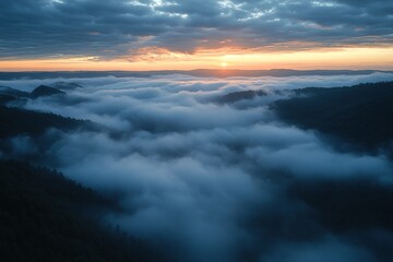 Fototapeta premium Misty mountain dreamscape at sunrise