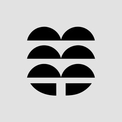 Abstract black semicircle design element transparent background
