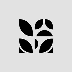 Abstract black geometric design element on white background