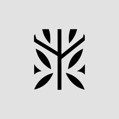 Abstract black floral design element isolated on white