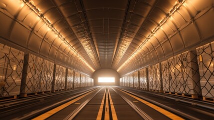 Cargo plane interior, bright exit, freight transport,  air logistics