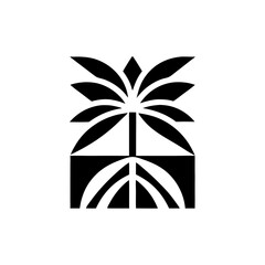 Minimalist palm tree logo silhouette design elegant line art