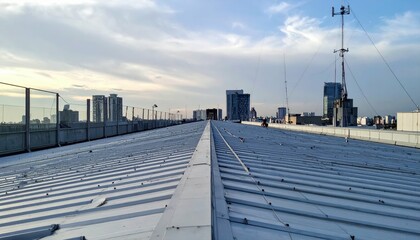 Obraz premium Human Element on Rooftop with Signs of Activity and Urban Setting