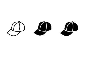 Cap icon vector illustration, White cap plain for mockup design, cap line art, baseball hat icon, baseball-cap clipart, hat mockup vector, caps side views for mockup design.