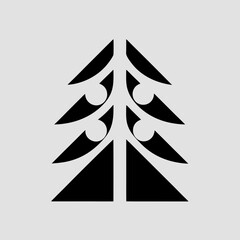 Professional geometric black tree cutout transparent background