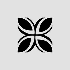 Abstract black floral design element transparent background