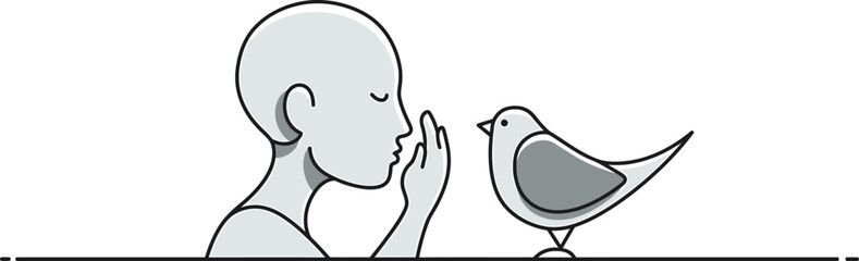 Whispering to the Bird - Minimalist Vector Design