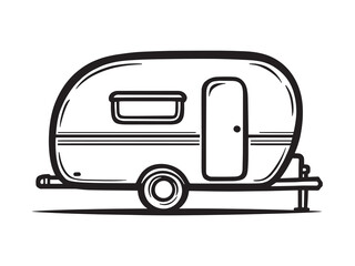 Travel Trailer line art illustration